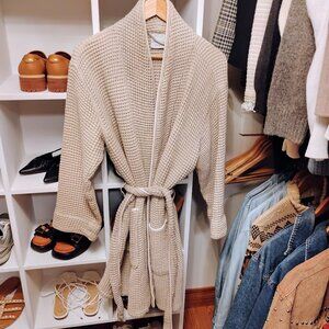 Boll & Branch Grey Waffle Knit Organic Cotton Robe